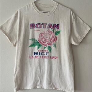 BOTAN Calrose Rice Graphic Tee - Cream with Pink & Green Floral